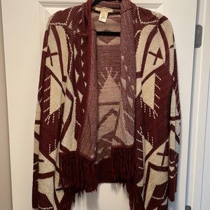 Maroon and cream with gold accent sweater